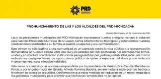 Respaldan alcaldes del PRD acciones de Sheinbaum y Bedolla por esclarecer crimen de Carlos Manzo
